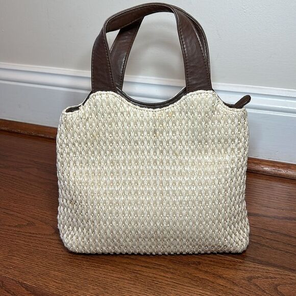 Sonoma small woven straw bag with leather handle and zipper closure - Picture 1 of 11